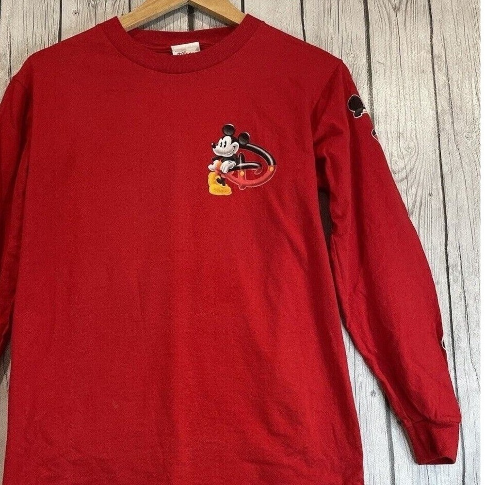 Disney Store Red Long Sleeve T Shirt Mickey Mouse Graphic Print Size S